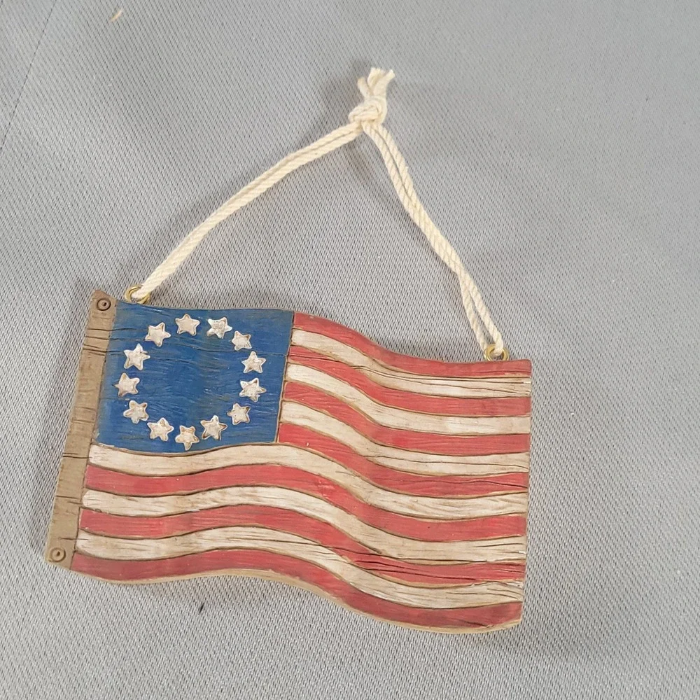 Hallmark Keepsake Ornament America for Me 2001 Red White Blue Patriotic Flag